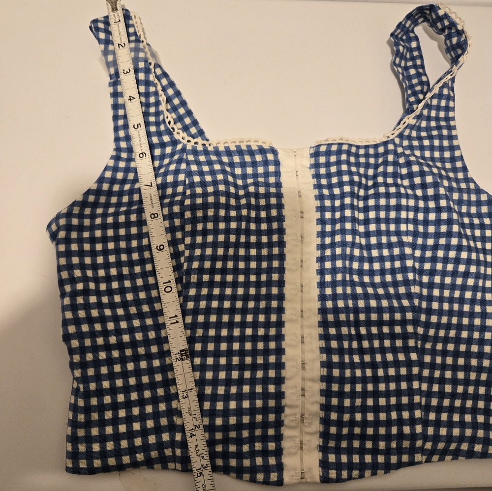 Monteau Blue and White Gingham Tank Top - Picture 5 of 5